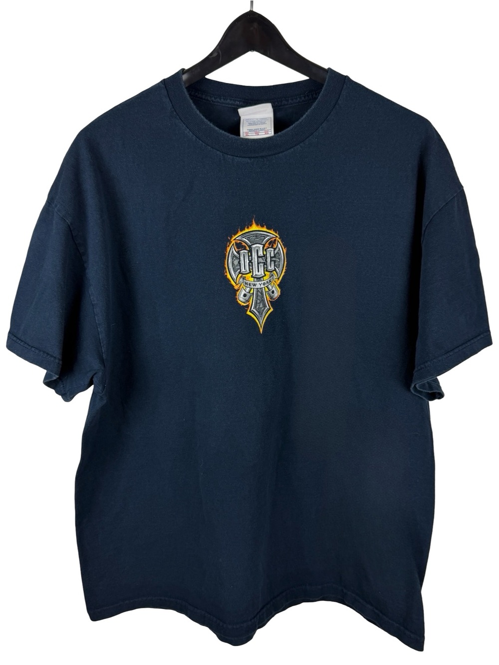 Vintage Y2K Orange County Choppers Bikers Flame Cross Blue Shirt Size XL